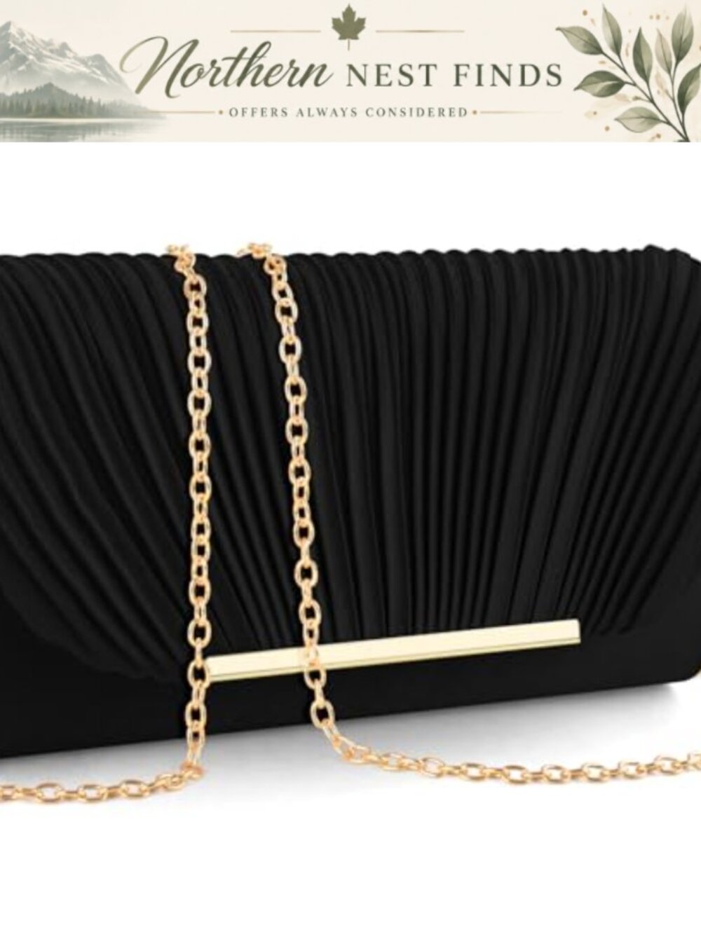 Women's Milan Cloth Envelope Clutch with Chain Convertible Crossbody Evening Bag